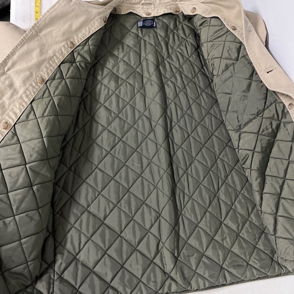 Lands End Mens Tan Quilted Lined Jacket Cotton Shell Removable Liner L 42-44 - Picture 4 of 12